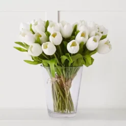 7-Stem Artificial Tulip Bunch - 38cm Realistic Polyurethane Floral Arrangement 7 7-Stem Artificial Tulip Bunch - 38cm Realistic Polyurethane Floral Arrangement -Provincialhomeliving 1050625 c