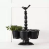 Oiseau 6-Pot Iron Tiered Herb Planter – Rustic Bird Finial Vertical Garden Stand -Provincialhomeliving 1060111 A