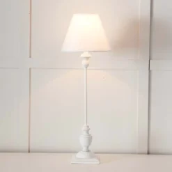 Paulette White Textured Ceramic Table Lamp – Elegant Coastal White Shade Desk Light -Provincialhomeliving 1070017 b