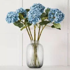 Hydrangea Flower Lifelike White Polyurethane – 84cm Single Stem Artificial Greenery -Provincialhomeliving 1117255770 a