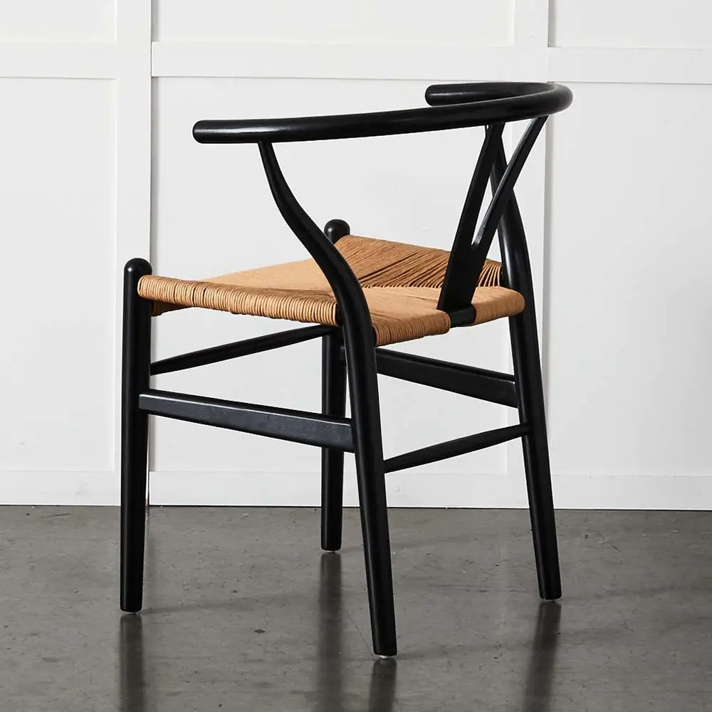 Replica Wishbone Chair Black & Natural 4 Replica Wishbone Chair Black & Natural - Image 2