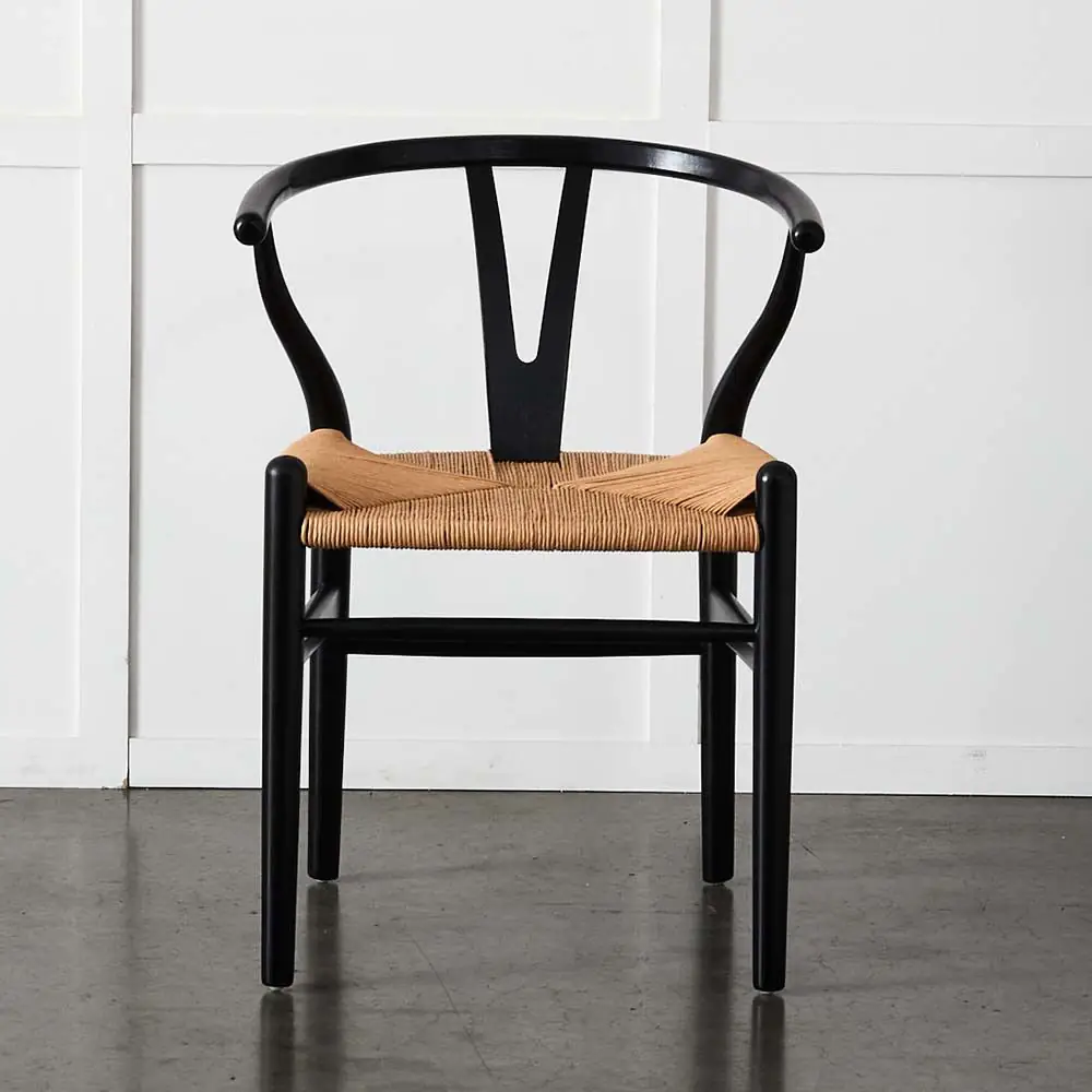 Replica Wishbone Chair Black & Natural 5 Replica Wishbone Chair Black & Natural - Image 3