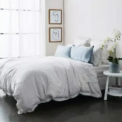 Antwerp Linen Fitted Sheet - White & Charcoal 7 Antwerp Linen Fitted Sheet - White & Charcoal -Provincialhomeliving 1117256303 c