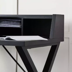 Lucia White Painted Pinewood Desk with Integrated Storage Shelf and Organiser Compartments -Provincialhomeliving 1117256894 c