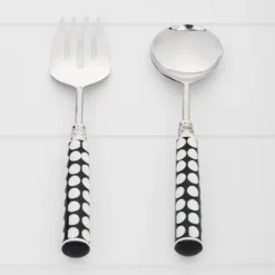 Corfu Salad Servers Black & White