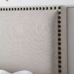 Robe Natural Linen Bedhead – Queen Size with Brass Stud Detail -Provincialhomeliving 1117257453 c 4