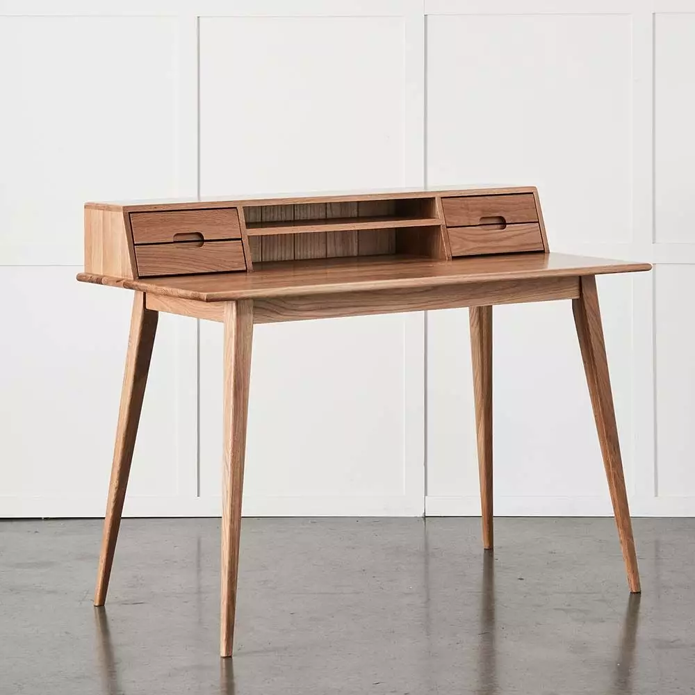 Karl Natural Oak Shaker Style Desk – 4 Drawers & Integrated Storage Shelf 6 Karl Natural Oak Shaker Style Desk – 4 Drawers & Integrated Storage Shelf - Image 4