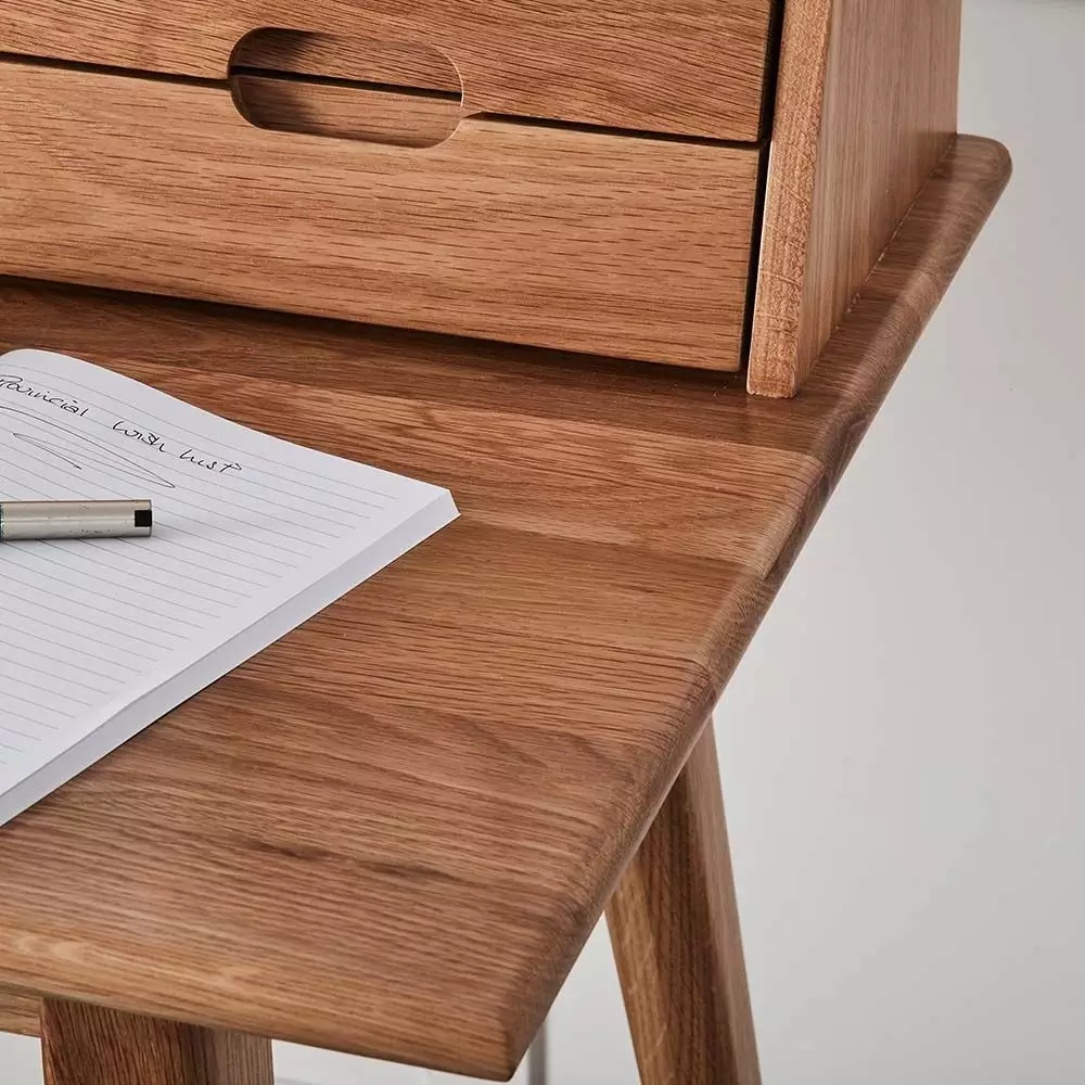 Karl Natural Oak Shaker Style Desk – 4 Drawers & Integrated Storage Shelf 8 Karl Natural Oak Shaker Style Desk – 4 Drawers & Integrated Storage Shelf - Image 6