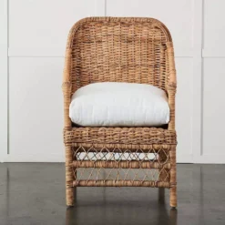 Capri Slimit Rattan Dining Chair with Removable Cotton Cushion – Light Honey Finish -Provincialhomeliving 1117258330 E