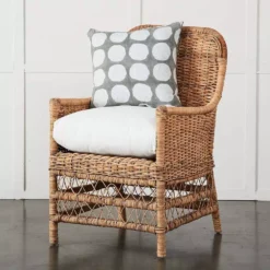 Capri Slimit Rattan Dining Chair with Removable Cotton Cushion – Light Honey Finish -Provincialhomeliving 1117258330 F