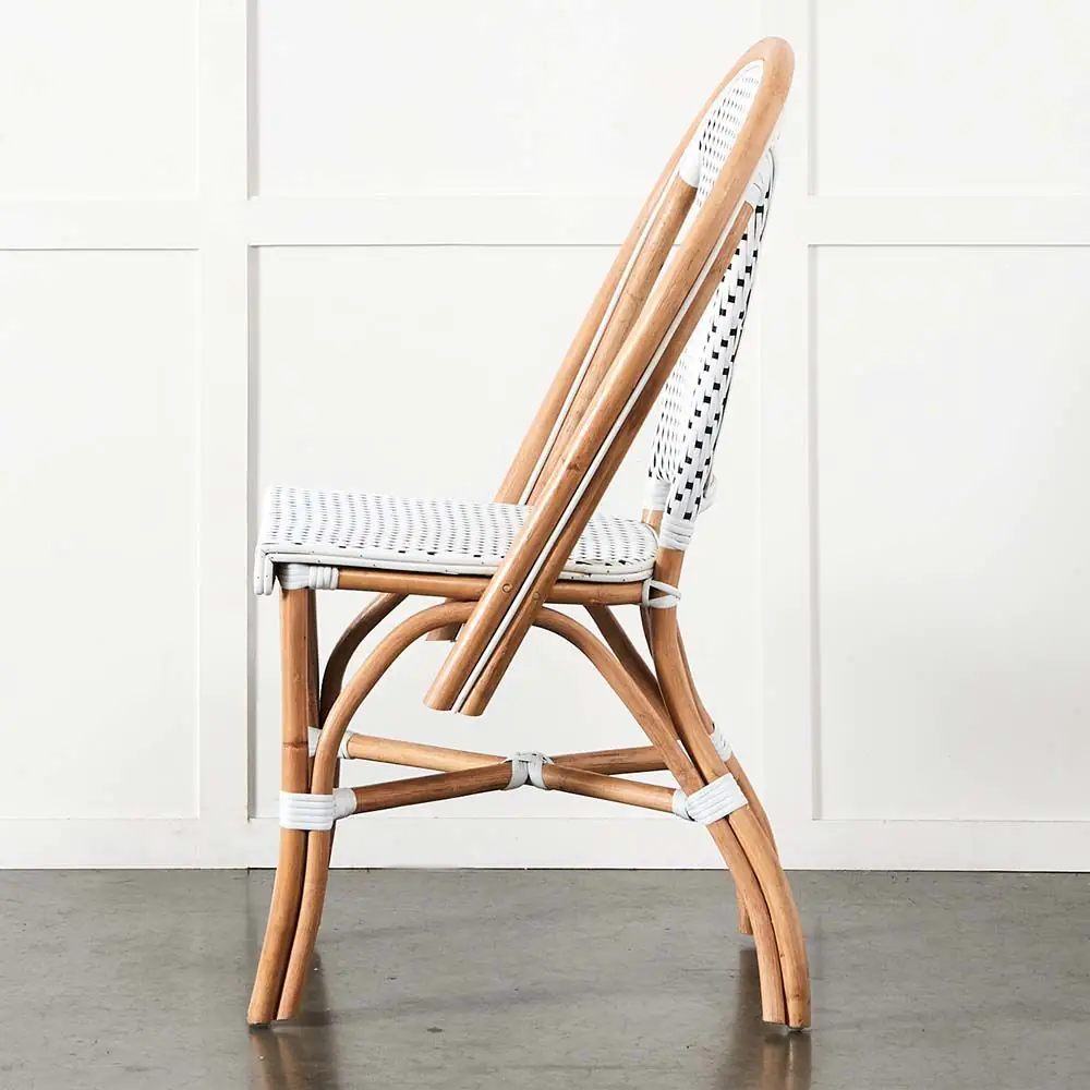 French Bistro Chair - Black & White Woven Synthetic on Natural Cane Frame 5 French Bistro Chair - Black & White Woven Synthetic on Natural Cane Frame - Image 3