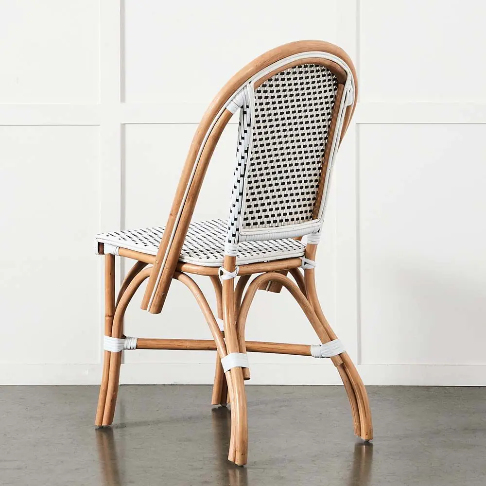 French Bistro Chair - Black & White Woven Synthetic on Natural Cane Frame 6 French Bistro Chair - Black & White Woven Synthetic on Natural Cane Frame - Image 4