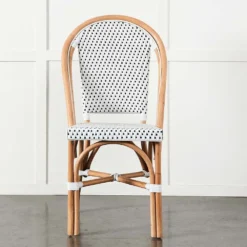 French Bistro Chair - Black & White Woven Synthetic on Natural Cane Frame 11 French Bistro Chair - Black & White Woven Synthetic on Natural Cane Frame -Provincialhomeliving 1117258650 D