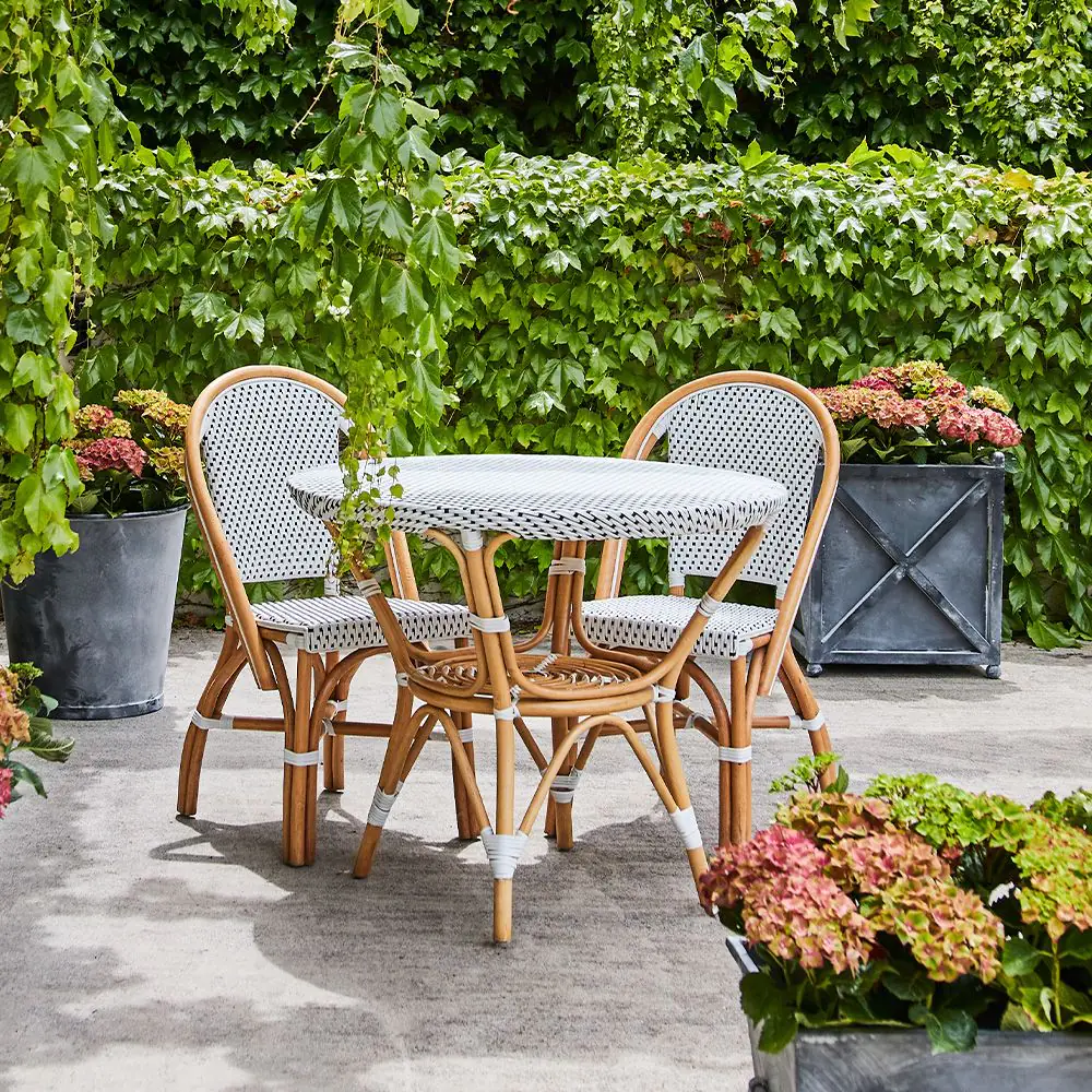 French Bistro Chair - Black & White Woven Synthetic on Natural Cane Frame 4 French Bistro Chair - Black & White Woven Synthetic on Natural Cane Frame - Image 2