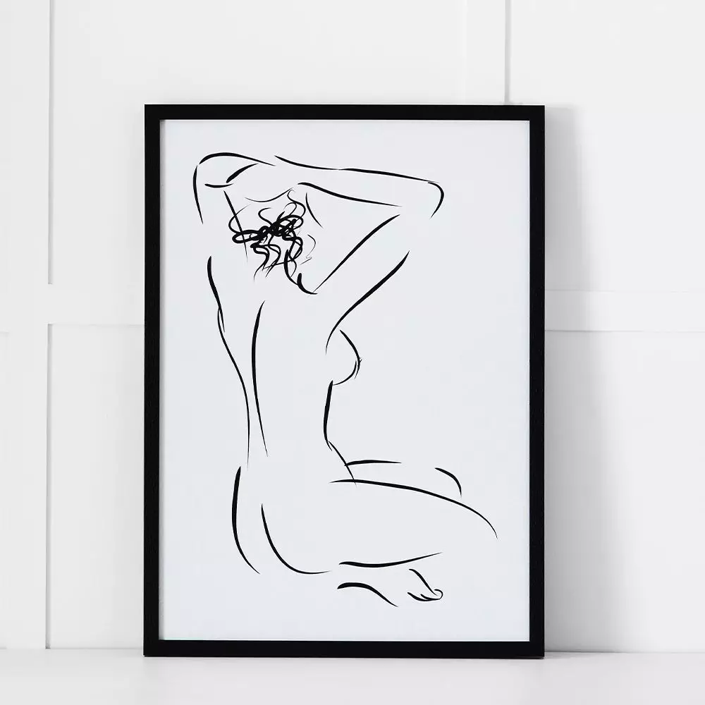 Madeleine Minimalist Female Silhouette Linear Art – Black Framed Wall Decor 53x73cm 3 Madeleine Minimalist Female Silhouette Linear Art – Black Framed Wall Decor 53x73cm