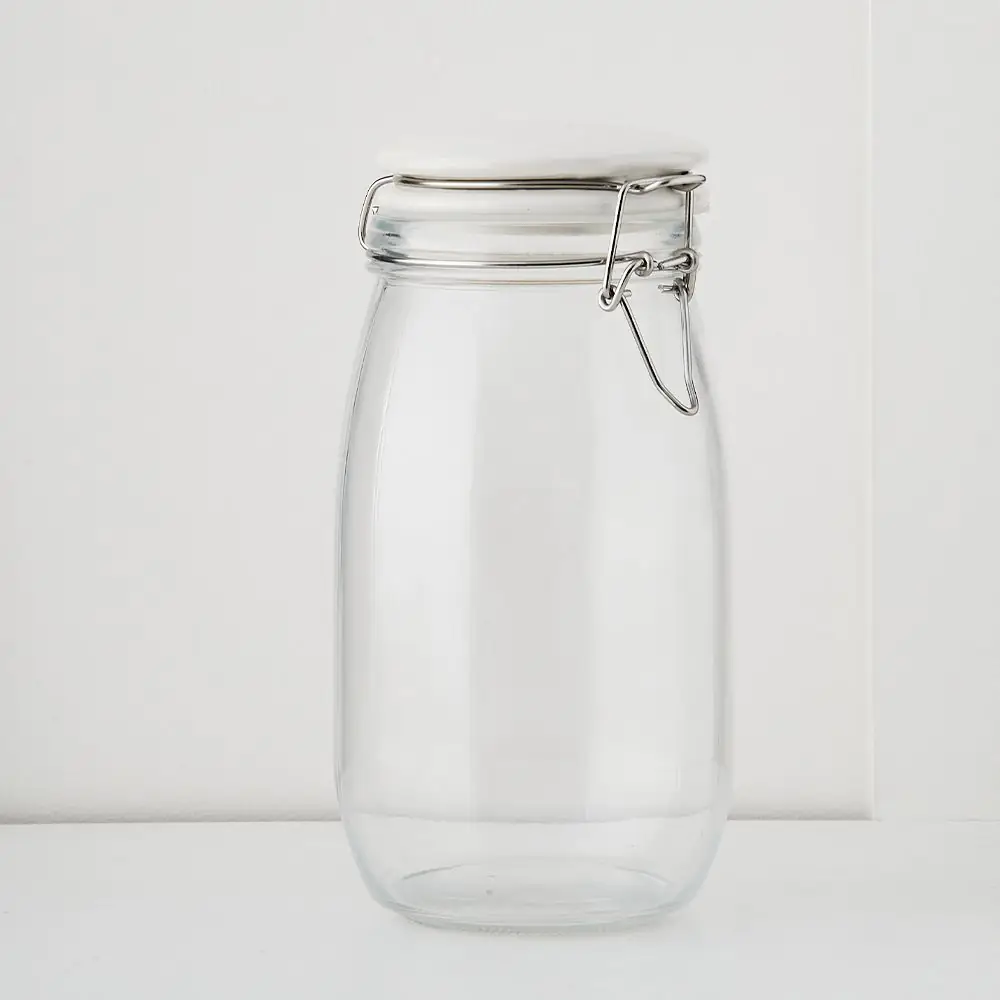 Larder Jar L Glass With White Lid 3 Larder Jar L Glass With White Lid