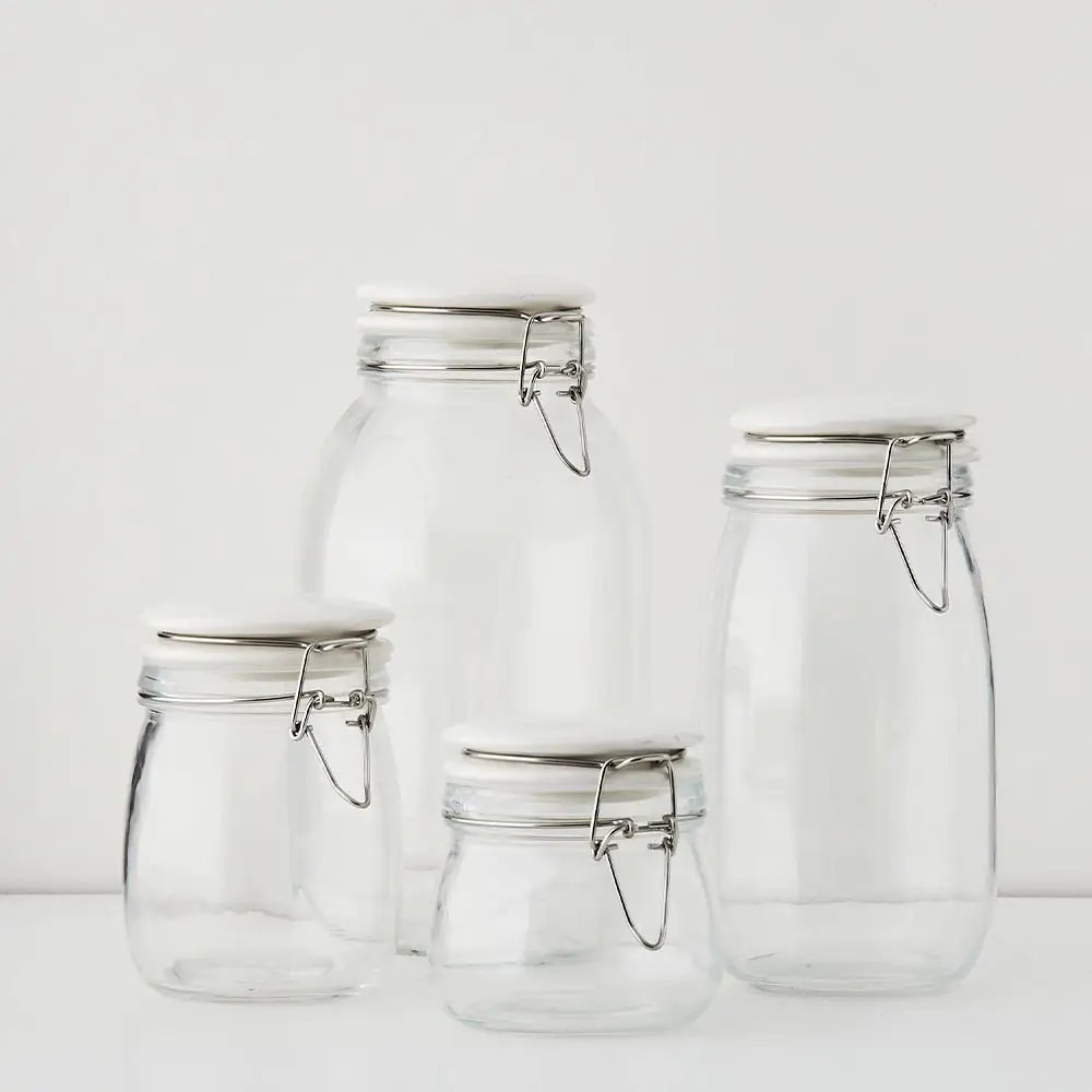 Larder Jar L Glass With White Lid 4 Larder Jar L Glass With White Lid - Image 2