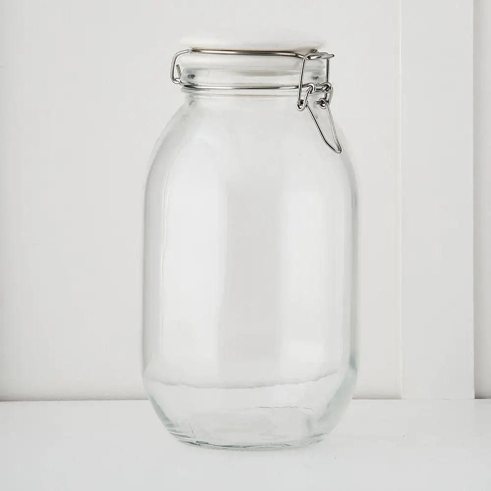 Larder Jar XL Glass With White Lid 4 Larder Jar XL Glass With White Lid - Image 2