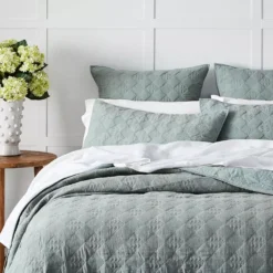 Bishop White Textured Cotton Coverlet – 240x260 Modern Stitched Bedspread 9 Bishop White Textured Cotton Coverlet – 240x260 Modern Stitched Bedspread -Provincialhomeliving 1117258909 c