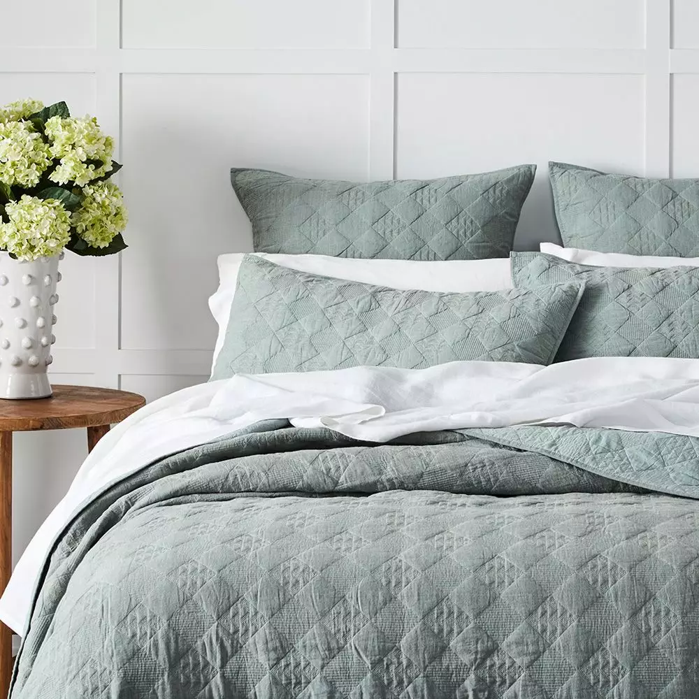 Bishop White Textured Cotton Coverlet – 240x260 Modern Stitched Bedspread 5 Bishop White Textured Cotton Coverlet – 240x260 Modern Stitched Bedspread - Image 3