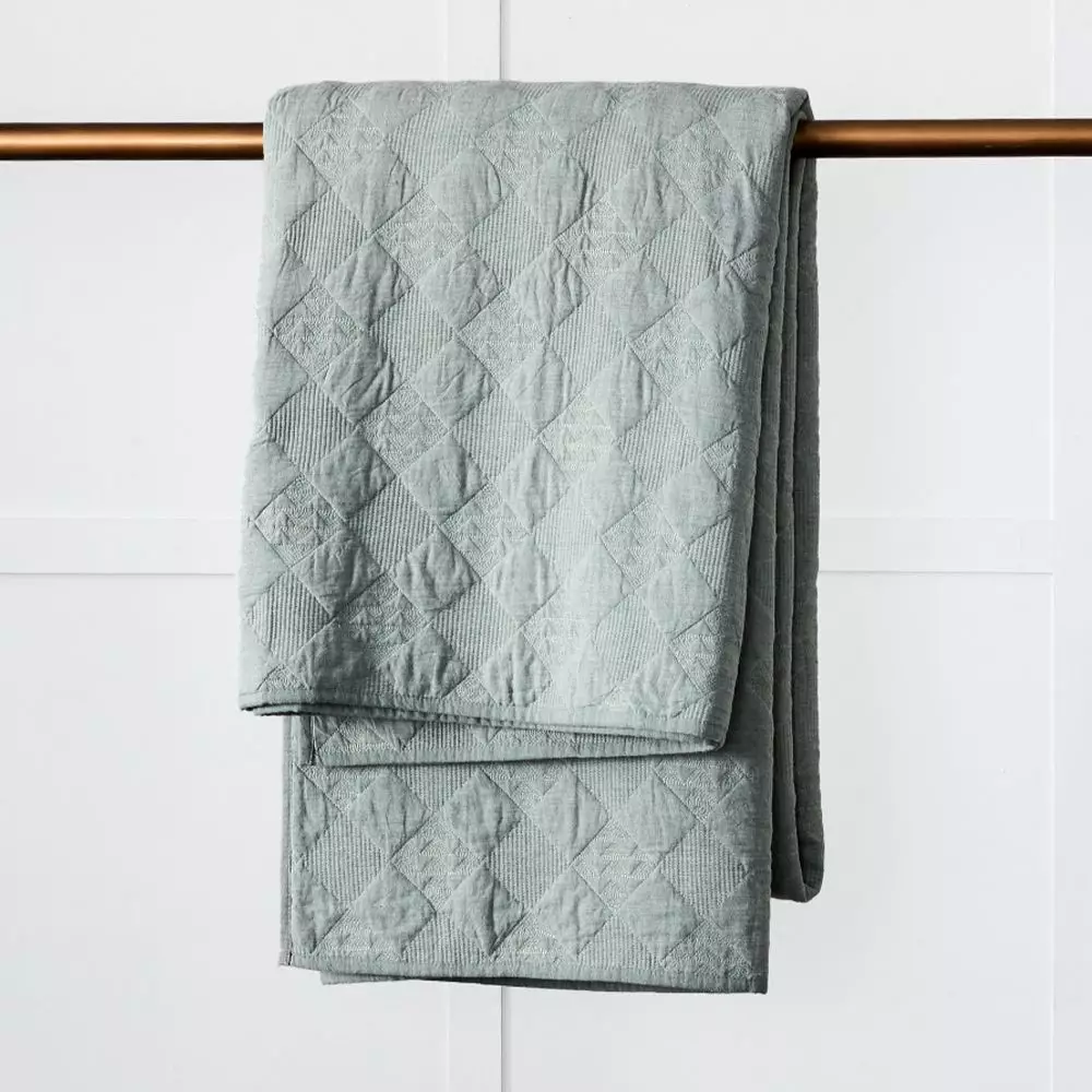 Bishop White Textured Cotton Coverlet – 240x260 Modern Stitched Bedspread 3 Bishop White Textured Cotton Coverlet – 240x260 Modern Stitched Bedspread