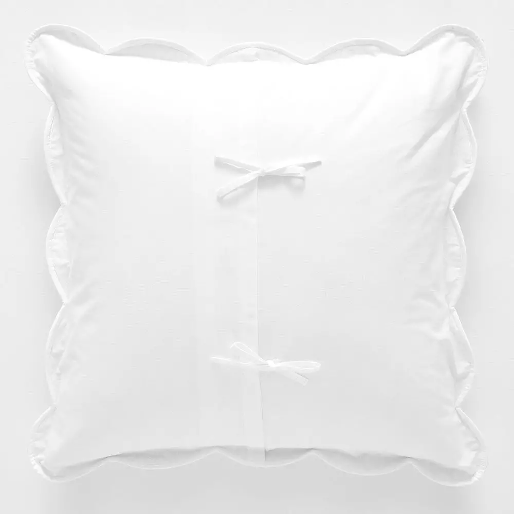 Pembroke White 100% Cotton French Boutis Quilted Euro Sham with Scalloped Edge 4 Pembroke White 100% Cotton French Boutis Quilted Euro Sham with Scalloped Edge - Image 2