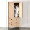 Montrose Reclaimed Elm Wardrobe with 3 Drawers – Natural Finish Bedroom Armoire