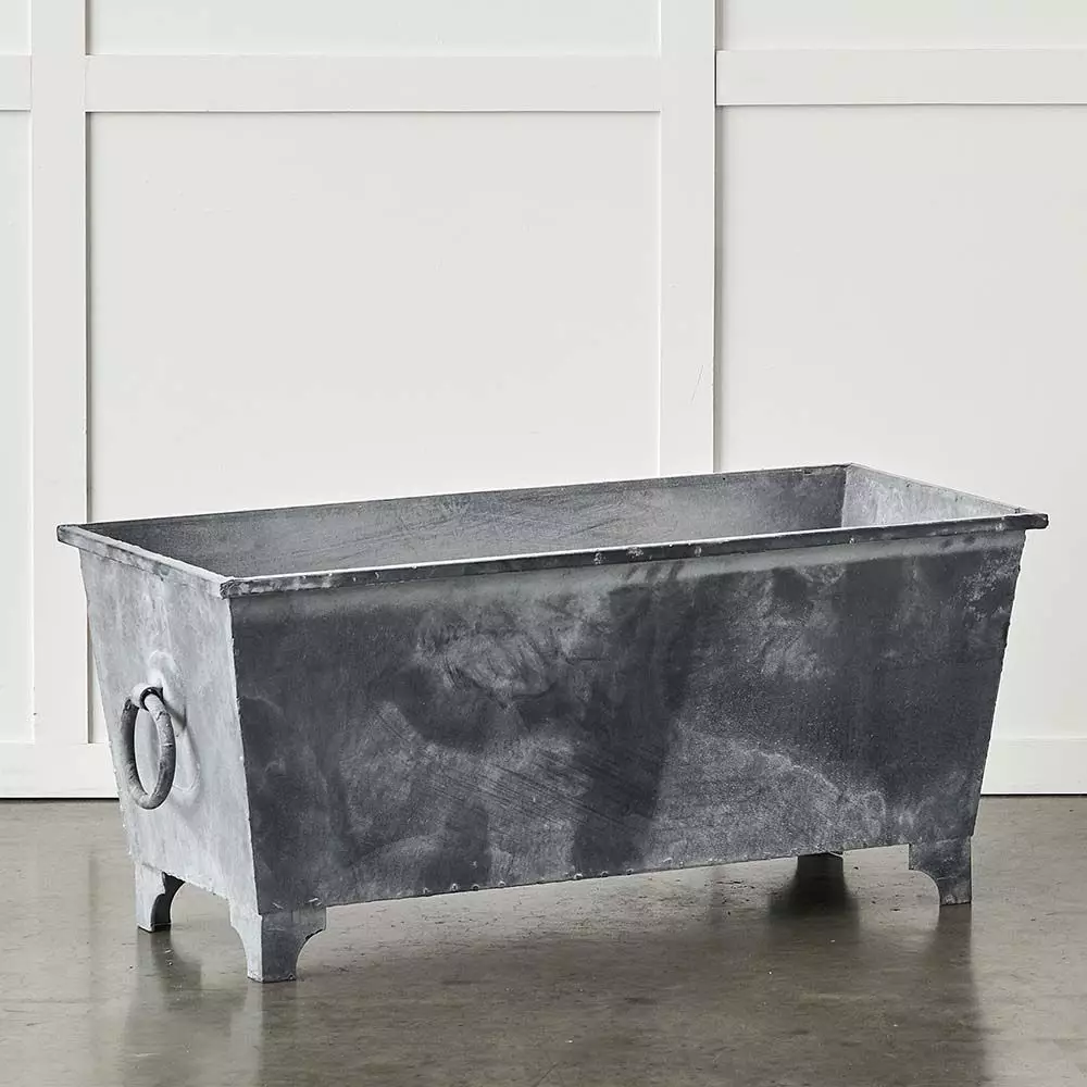 Normandy Soft Lead Grey Wrought Iron Rectangular Trough Planter 4 Normandy Soft Lead Grey Wrought Iron Rectangular Trough Planter - Image 2