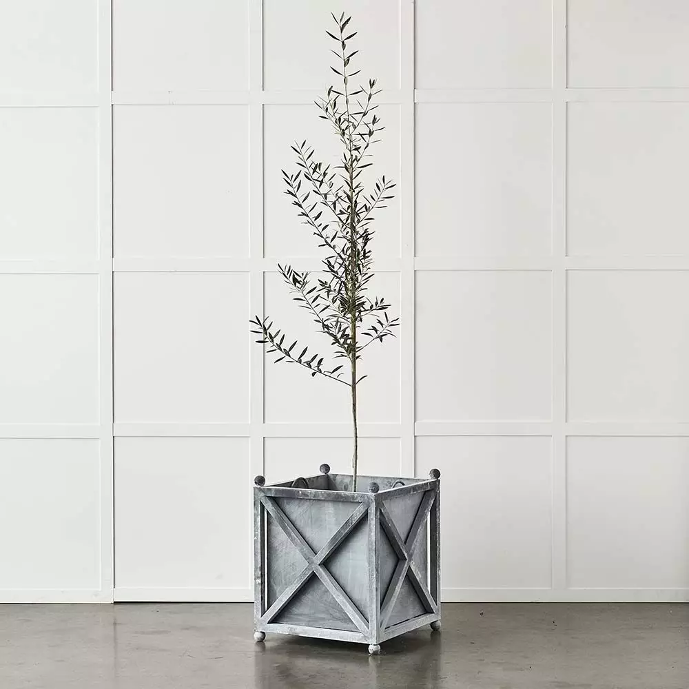 Normandy Planter - Soft Lead Gray Wrought Iron Square Outdoor Pot (50cm) 4 Normandy Planter - Soft Lead Gray Wrought Iron Square Outdoor Pot (50cm) - Image 2