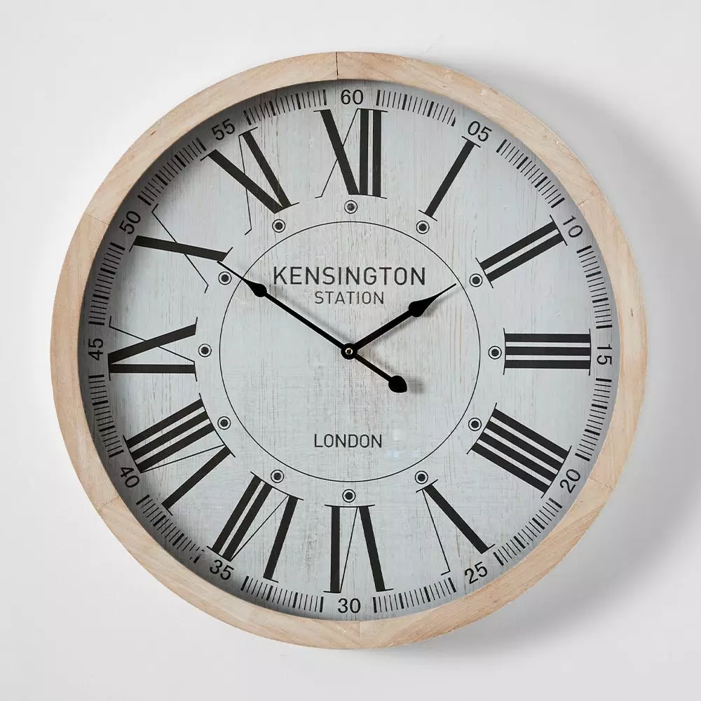Kensington 60cm MDF Wall Clock - Roman & Numeric Dual Display Round Timepiece 3 Kensington 60cm MDF Wall Clock - Roman & Numeric Dual Display Round Timepiece