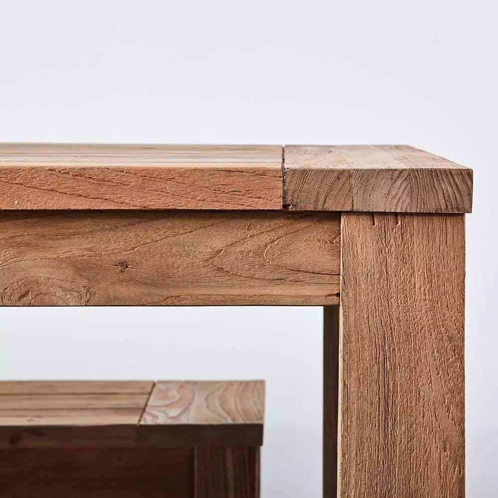 Cabo Reclaimed Teak 3-Piece Outdoor Dining Set – 200cm Rectangular Table & 2 Benches 4 Cabo Reclaimed Teak 3-Piece Outdoor Dining Set – 200cm Rectangular Table & 2 Benches - Image 2