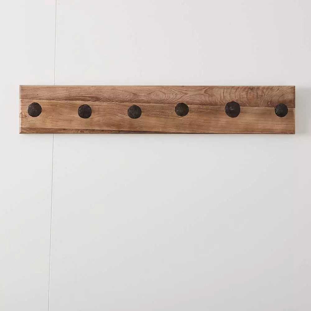Farrier Natural Elm - Flattened Metal Nail Hooks Rustic Wall Rack 4 Farrier Natural Elm - Flattened Metal Nail Hooks Rustic Wall Rack - Image 2