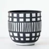 Riverine Pot - Graphic Black & White Hand-Painted Terracotta Planter -Provincialhomeliving 1117259991 A