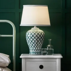 Noble Table Lamp Green & White