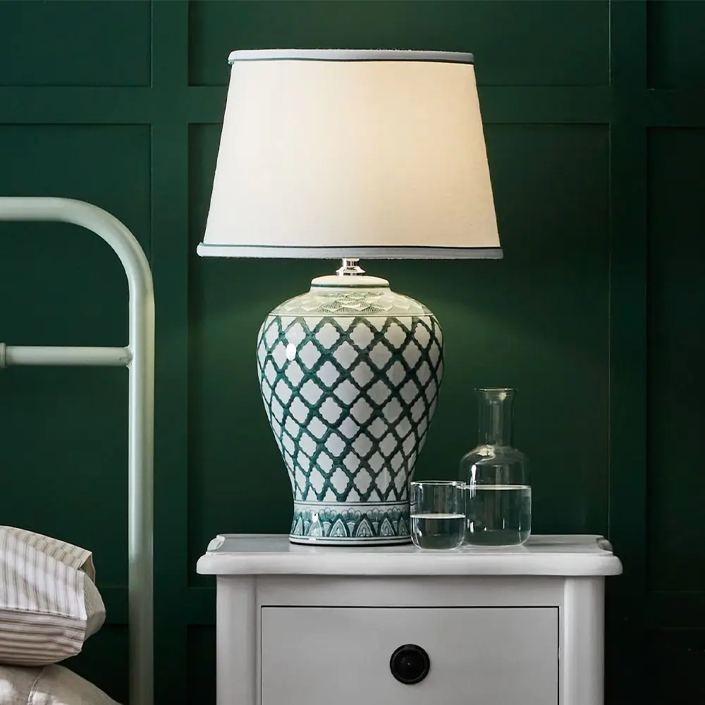 Noble Table Lamp Green & White 3 Noble Table Lamp Green & White