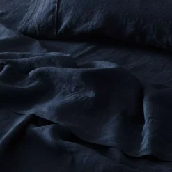 Antwerp Linen Fitted Sheet - Ink -Provincialhomeliving 1117260225 b