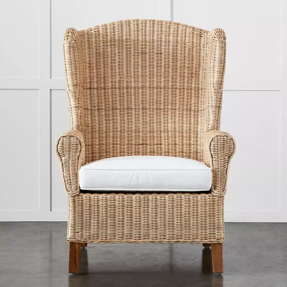 Chambers Handcrafted Kubu Rattan Wingback Armchair – Blonde Natural Finish with Cushion 4 Chambers Handcrafted Kubu Rattan Wingback Armchair – Blonde Natural Finish with Cushion - Image 2
