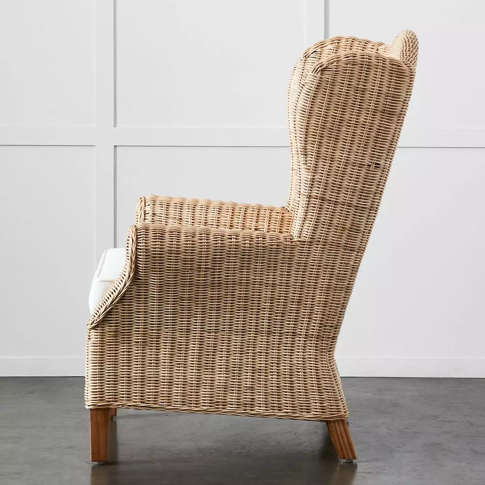 Chambers Handcrafted Kubu Rattan Wingback Armchair – Blonde Natural Finish with Cushion 5 Chambers Handcrafted Kubu Rattan Wingback Armchair – Blonde Natural Finish with Cushion - Image 3