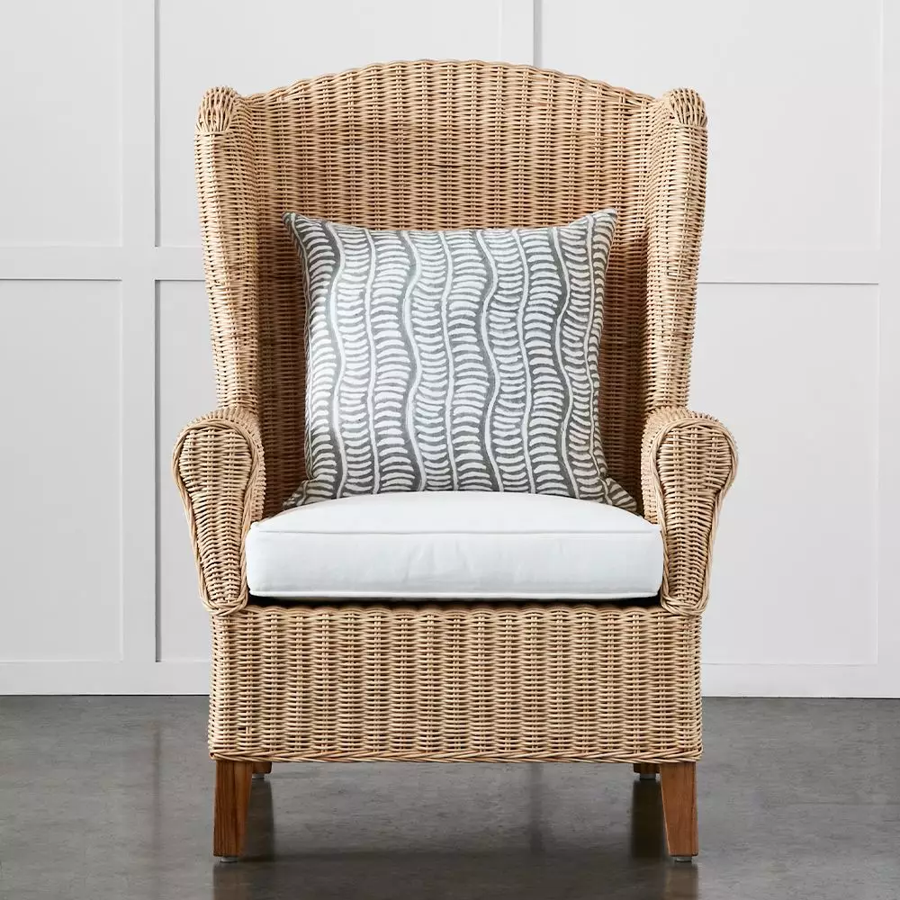 Chambers Handcrafted Kubu Rattan Wingback Armchair – Blonde Natural Finish with Cushion 7 Chambers Handcrafted Kubu Rattan Wingback Armchair – Blonde Natural Finish with Cushion - Image 5