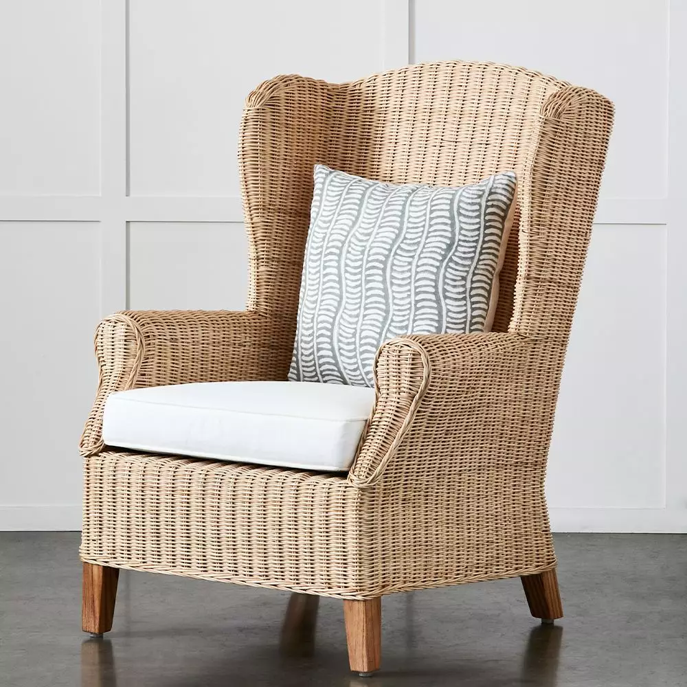 Chambers Handcrafted Kubu Rattan Wingback Armchair – Blonde Natural Finish with Cushion 8 Chambers Handcrafted Kubu Rattan Wingback Armchair – Blonde Natural Finish with Cushion - Image 6