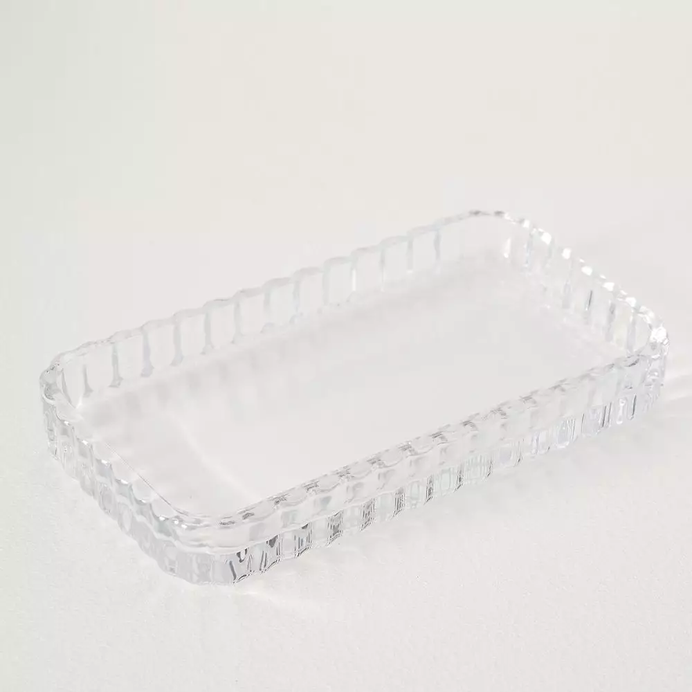Marquis Clear Fluted Glass Rectangular Tray – Luxury Bathroom Vanity Accessory 3 Marquis Clear Fluted Glass Rectangular Tray – Luxury Bathroom Vanity Accessory
