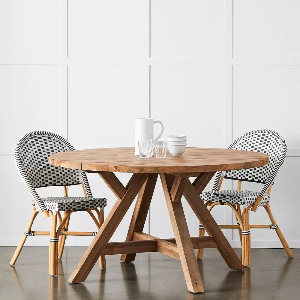 Cayman 140cm Round Reclaimed Teak Outdoor Dining Table – Detailed Leg Construction 4 Cayman 140cm Round Reclaimed Teak Outdoor Dining Table – Detailed Leg Construction - Image 2