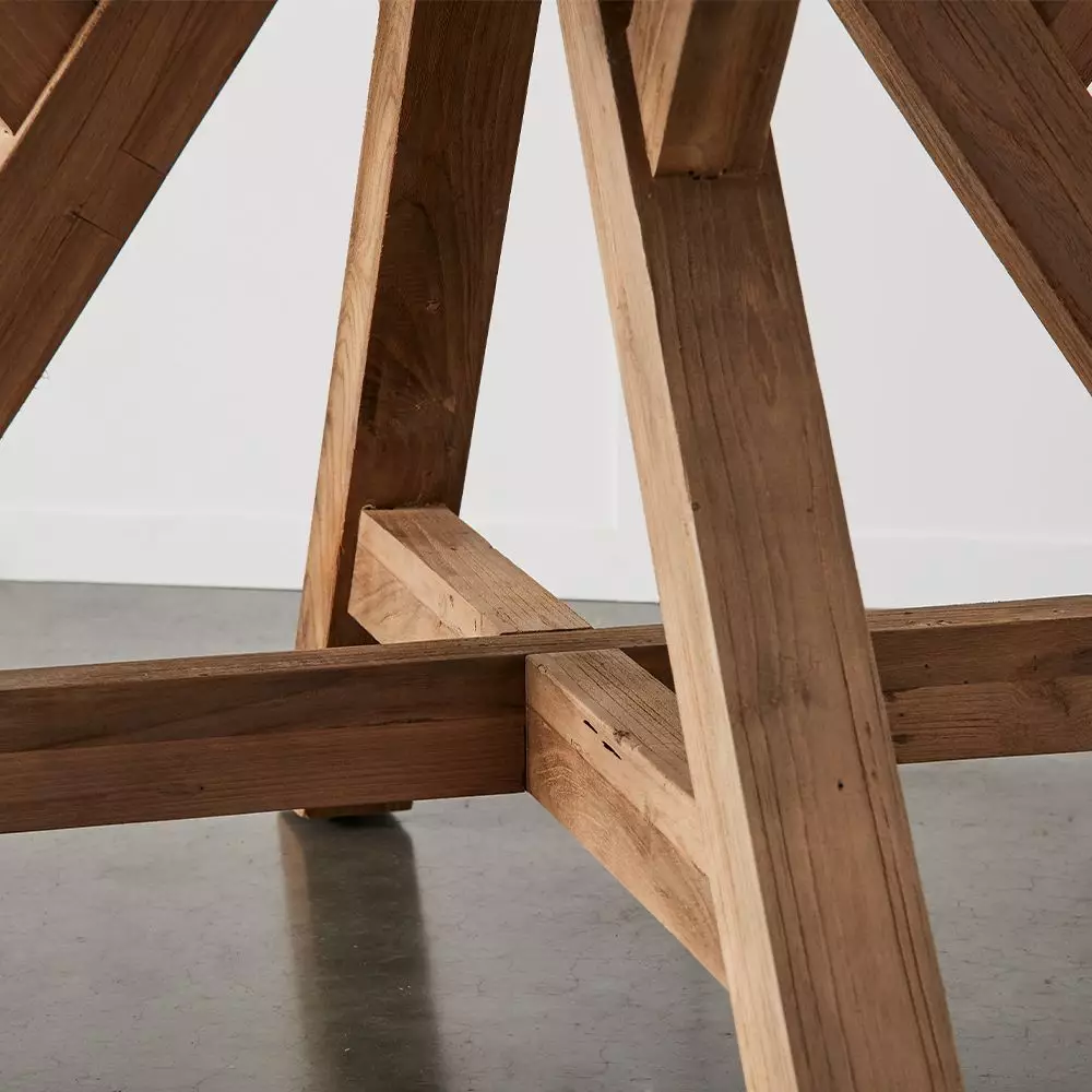 Cayman 140cm Round Reclaimed Teak Outdoor Dining Table – Detailed Leg Construction 7 Cayman 140cm Round Reclaimed Teak Outdoor Dining Table – Detailed Leg Construction - Image 5