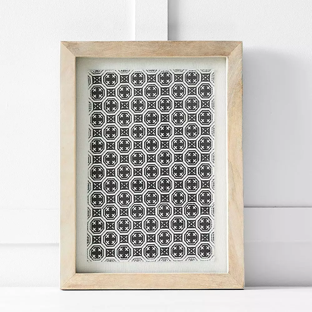 Azim Mona Black and White Fabric Print – Mango Wood Framed Wall Art 3 Azim Mona Black and White Fabric Print – Mango Wood Framed Wall Art