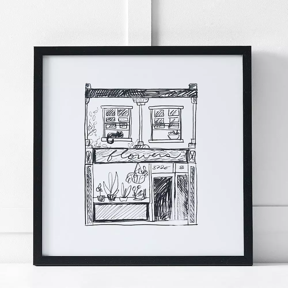 Delft Print Monochrome Architecture – 48x48 Square Black Framed Wall Art 3 Delft Print Monochrome Architecture – 48x48 Square Black Framed Wall Art