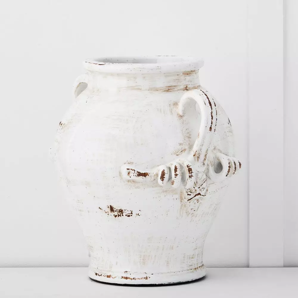 Kylix Large White Terracotta Urn – Classical Decorative Grecian Style Planter 5 Kylix Large White Terracotta Urn – Classical Decorative Grecian Style Planter - Image 3