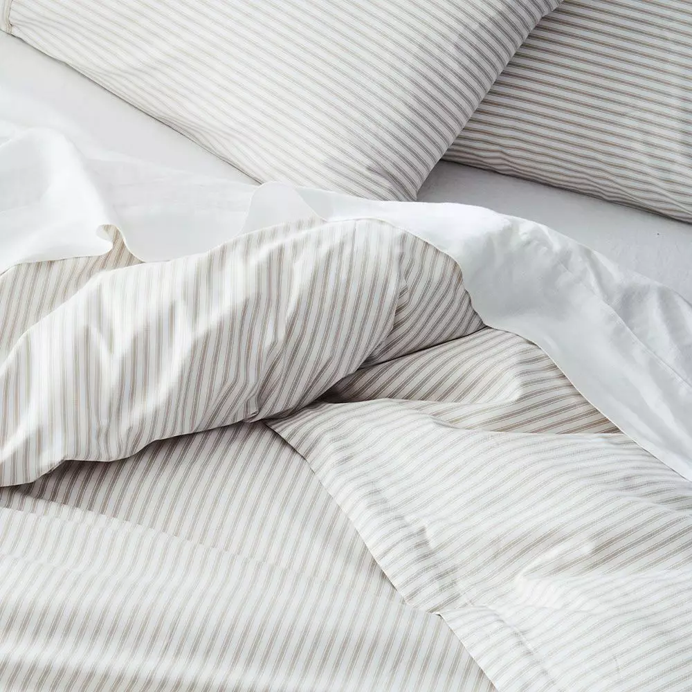 Parish Natural & White Striped Flat Sheet – Cotton Percale Herringbone Ticking 3 Parish Natural & White Striped Flat Sheet – Cotton Percale Herringbone Ticking