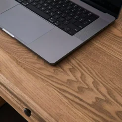 Fletcher Elm Wood Executive Desk - 9-Drawer Traditional Study Desk -Provincialhomeliving 1117261355 d