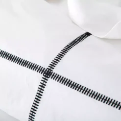 Metro Euro Pillowcase White with Black Graphic Stitch Detail - 67x67cm Cotton Bedding 9 Metro Euro Pillowcase White with Black Graphic Stitch Detail - 67x67cm Cotton Bedding -Provincialhomeliving 1117261417 c
