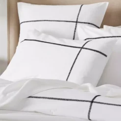 Metro Euro Pillowcase White with Black Graphic Stitch Detail - 67x67cm Cotton Bedding 10 Metro Euro Pillowcase White with Black Graphic Stitch Detail - 67x67cm Cotton Bedding -Provincialhomeliving 1117261417 d